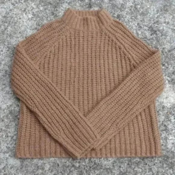 Vince Alpaca Mohair Blend Mock Neck Pullover Sweater Brown Marled M NWT - Picture 2 of 7